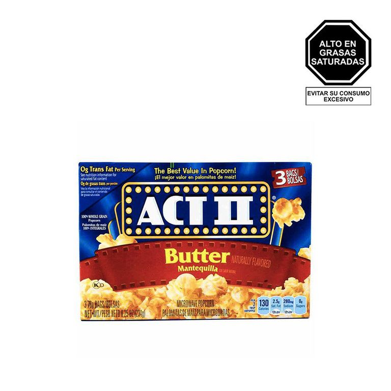 Popcorn de Microondas Act II Butter Pack 3 Und