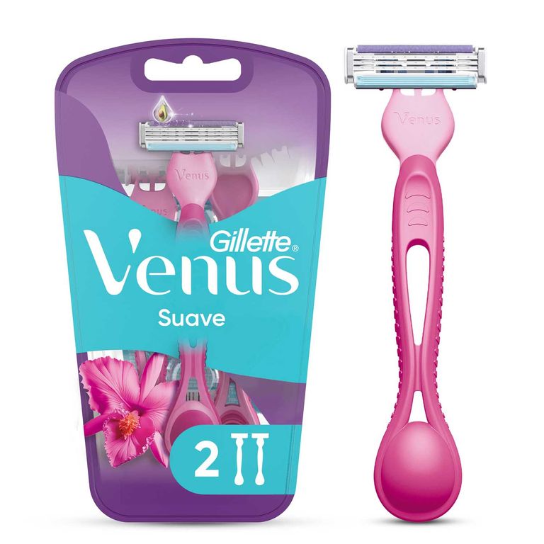 Máquina De Afeitar Mujer Gillette Venus Suave Con 3 Hojas Caja De Cartón Empaque 2 Und