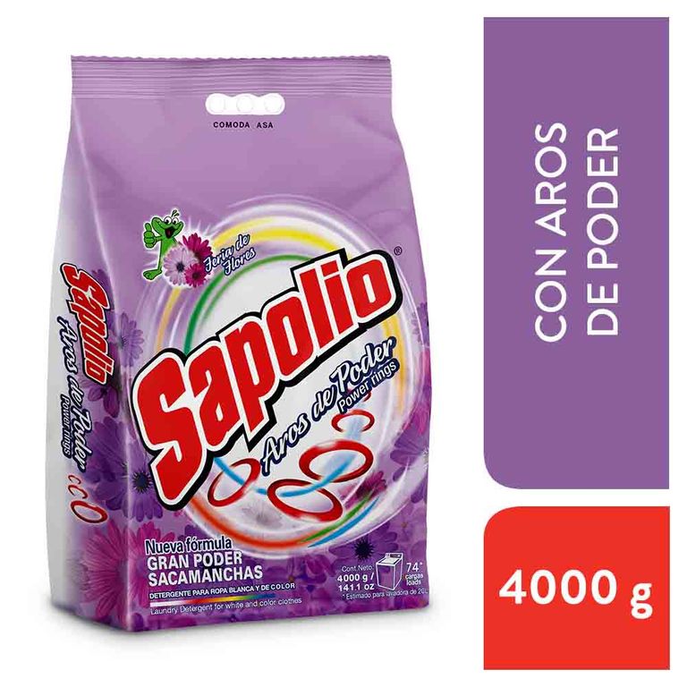 Detergente en Polvo Sapolio Floral Bolsa 4 Kg