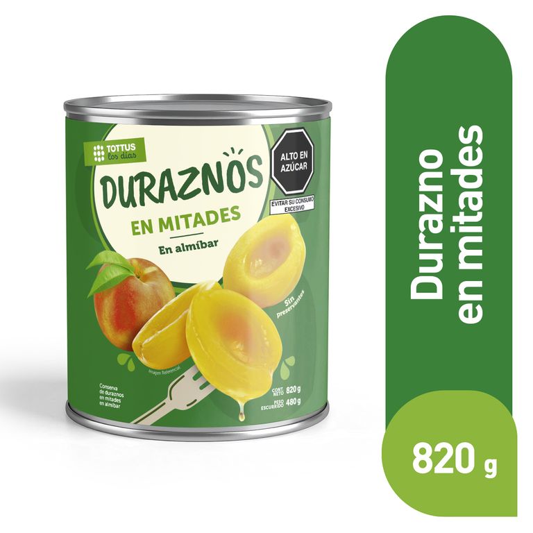 Duraznos En Mitades Tottus Lata 820 g