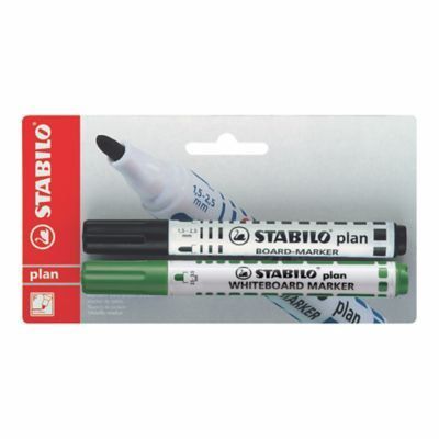 Plumones De Pizarra Stabilo Negro Y Verde Empaque 2 Und