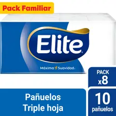 ELITE - Pañuelos Triple Hoja Con Aloe Vera Pack 8 Empaques De 10 Und