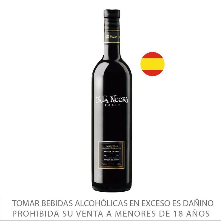 Vino Pata Negra Tinto Tempranillo Roble Botella 750 mL
