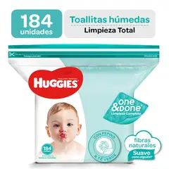 HUGGIES - Toallitas Húmedas One And Done Pepino Té Verde Empaque 184 Und