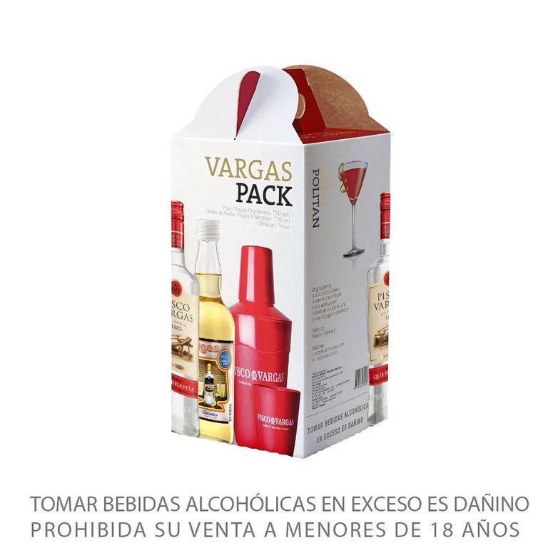 Pack Vargas Pisco 750 mL + Jarabe 700 mL + Shaker