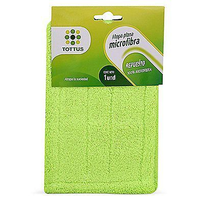 Repuesto de Mopa Plana Microfibra Verde Tottus