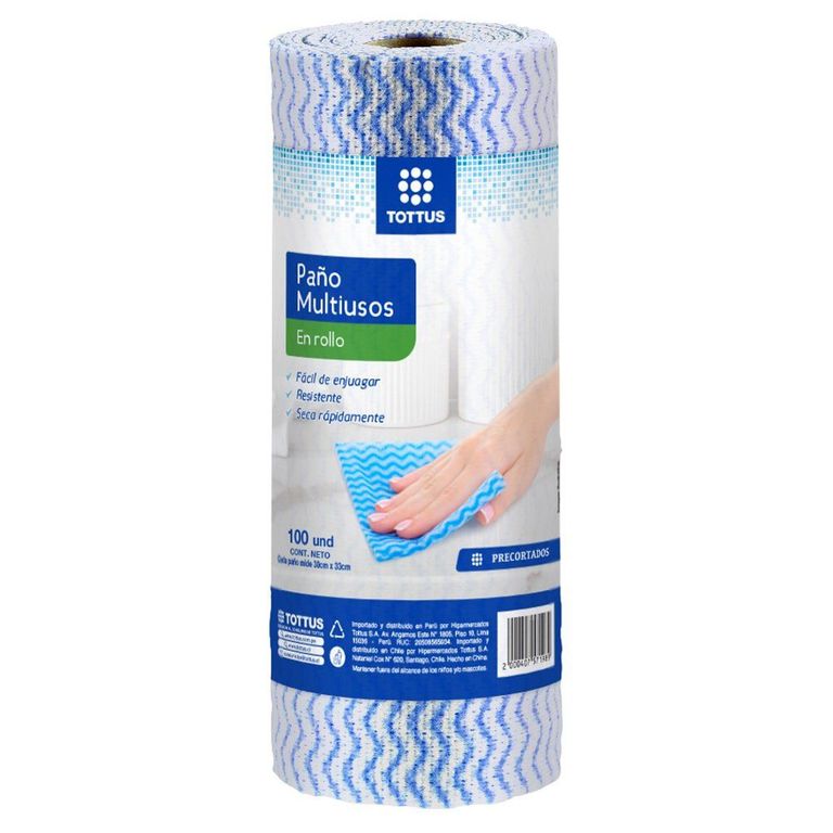 Paño Multiusos en Rollo Tottus Empaque 100 Und