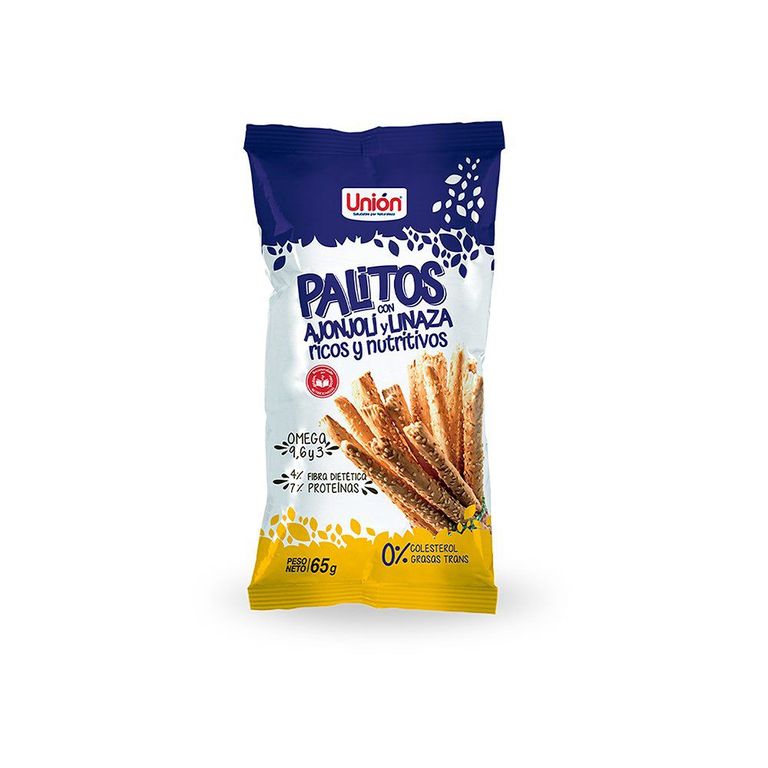 Palitos Unión con Ajonjolí y Linaza Bolsa 65 g