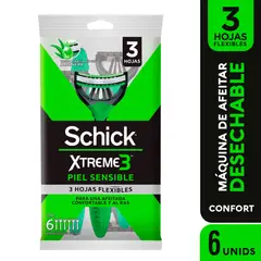 SCHICK - Máquina de Afeitar Schick Extreme 3 Piel Sensible Empaque 6 Und