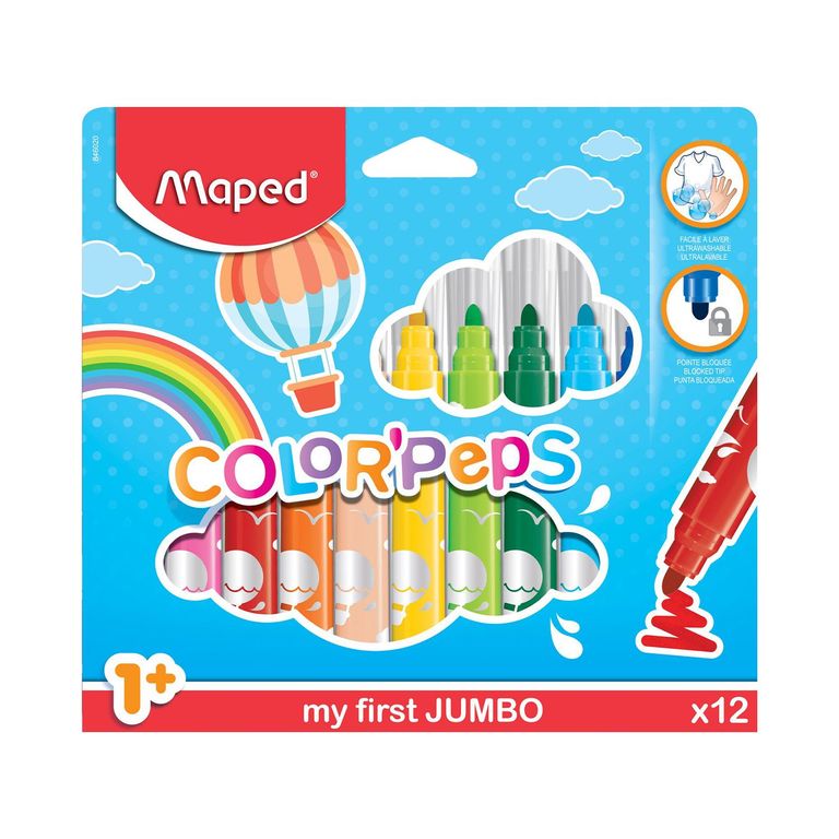 Plumones Jumbo Maped Lavables Caja 12 Und