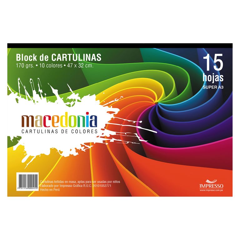 Block Arcoíris Macedonia A3 170 g 15 Hojas