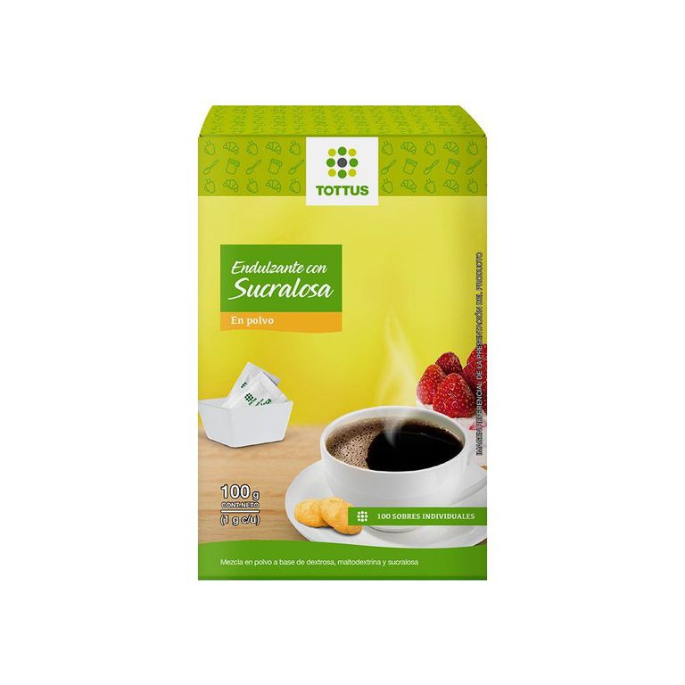 Endulzante Tottus Sucralosa en Polvo Caja 100 Sobres