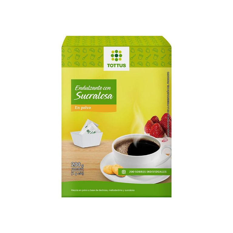 Endulzante Tottus Sucralosa en Polvo Caja 200 Sobres
