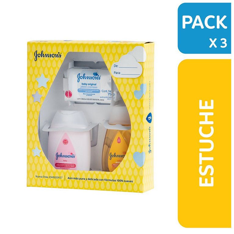 Estuche Johnsons Baby Jabón Shampoo Crema Empaque 3 Und
