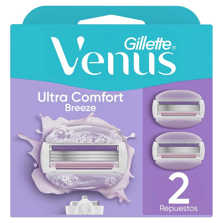 Máquina De Afeitar Repuesto Mujer Gillette Venus Ultra Comfort Breeze Caja 2 Und