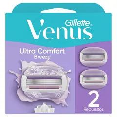VENUS - Máquina De Afeitar Repuesto Mujer Gillette Venus Ultra Comfort Breeze Caja 2 Und