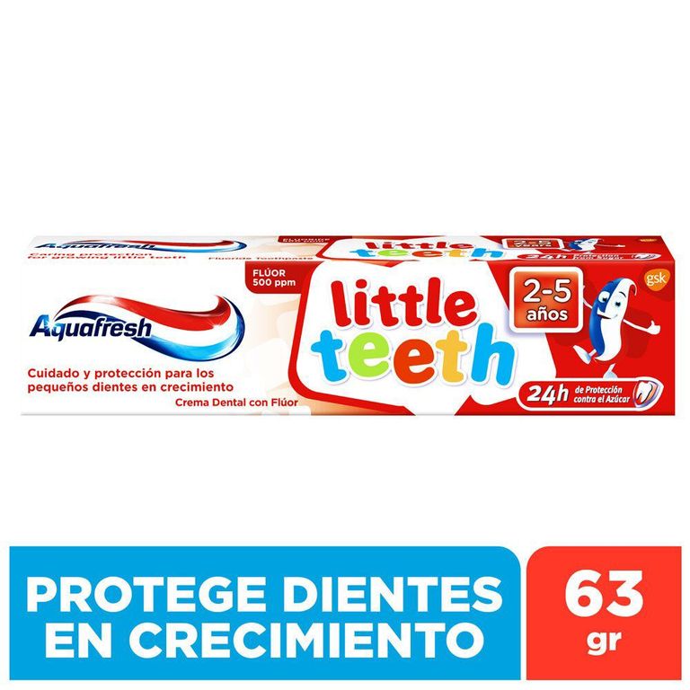 Pasta Dental Aquafresh Little Teeth 2 a 5 Años Envase 63 g