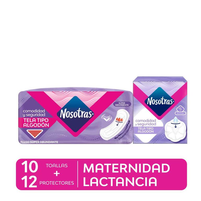Pack Nosotras Maternidad Toallas 10 Und + Protectores 12 Und