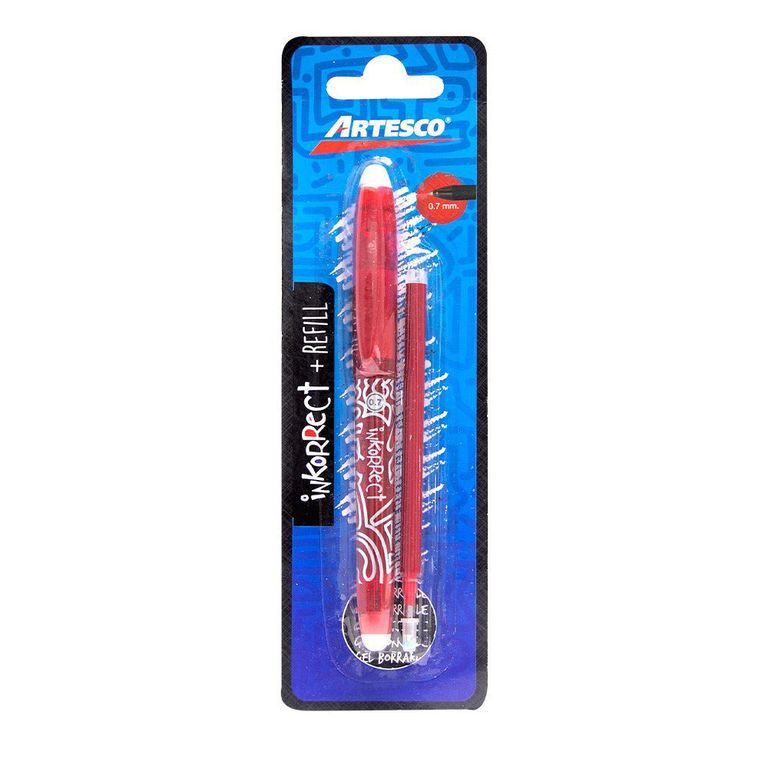 Lapicero Artesco Inkorrect Tinta Borrable Color Rojo
