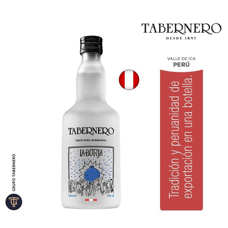 Pisco Quebranta Tabernero Botija Botella 700 mL