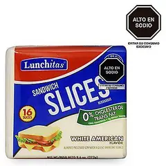 LUNCHITAS - Rodajas de Queso para Sandwich Lunchitas America x 272 g