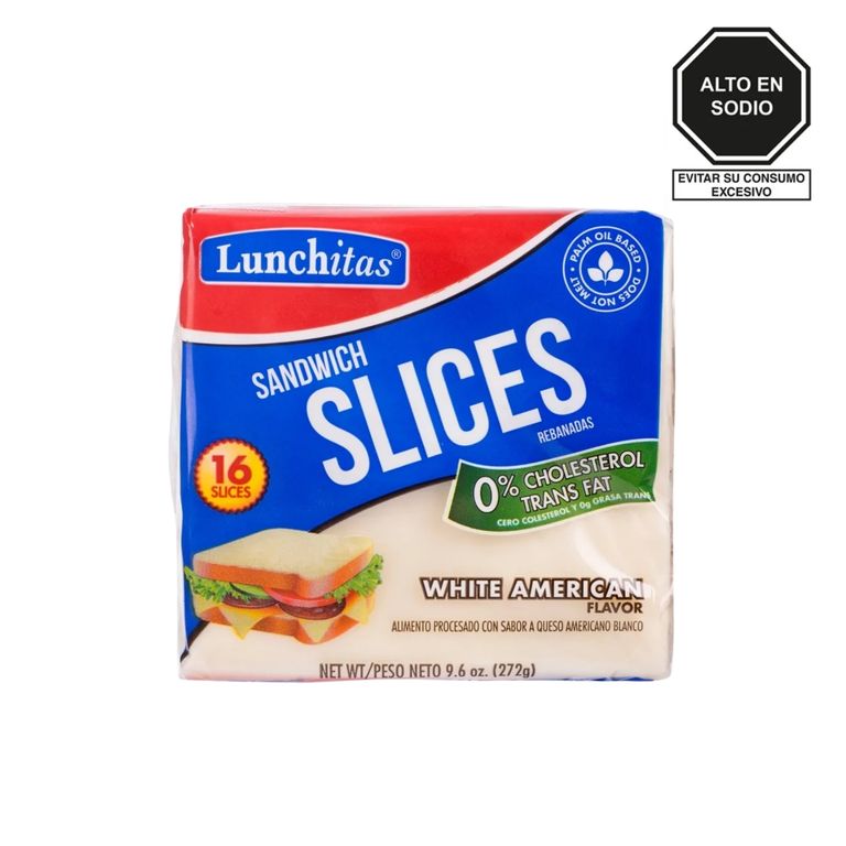 Queso White American en Rodajas Lunchitas Empaque 272 g
