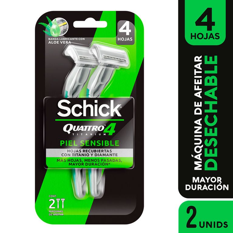 Máquina de Afeitar Schick Quattro Piel Sensible Empaque 2 Und