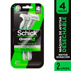 SCHICK - Máquina de Afeitar Schick Quattro Piel Sensible Empaque 2 Und