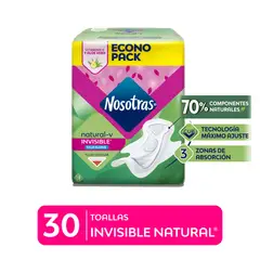 NOSOTRAS - Toallas Higiénicas Natural Invisible Empaque 30 Und