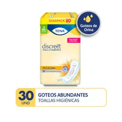 TENA - Toallas Higiénicas Discreet Maxi Empaque 30 Und