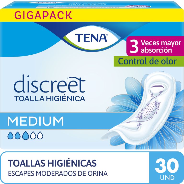 Toalla Higiénica Tena Discreet Medium Empaque 30 Und
