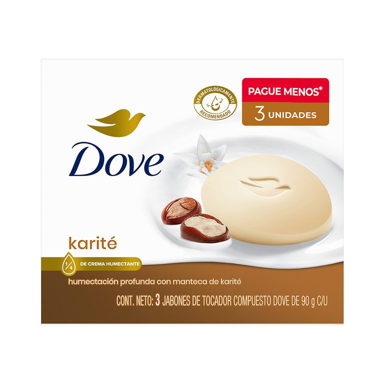 Jabón de Tocador Dove Delicious Care Karité y Vainilla Empaque 3 Und