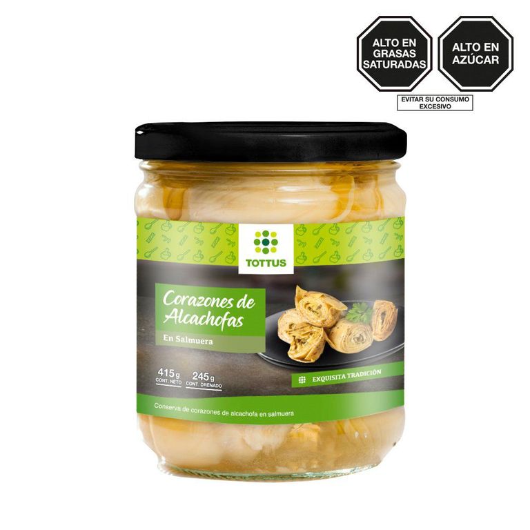 Corazones de Alcachofa Tottus en Salmuera Envase 415 g