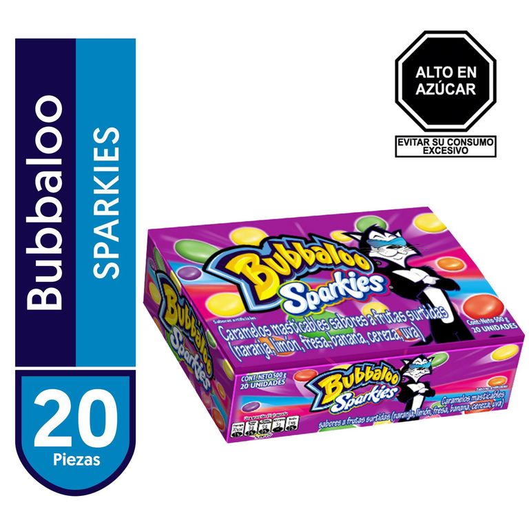 Caramelo Sparkies Masticable Bubbaloo Frutas Display 20 Und