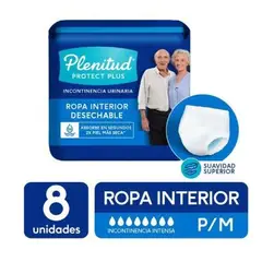 PLENITUD - Ropa Interior Desechable Protect Plus Talla P/M Empaque 8 Und
