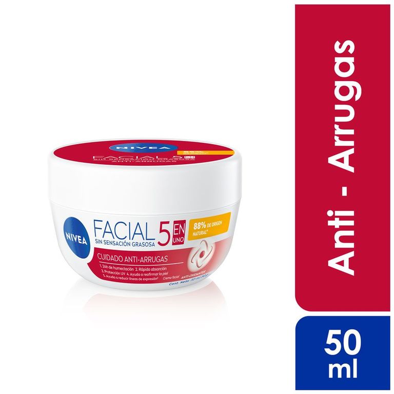 Crema Facial Nivea Cuidado Antiarrugas Envase 50 mL