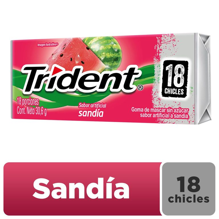 Chicle Trident Sin Azúcar De Sandia 18 Unidades