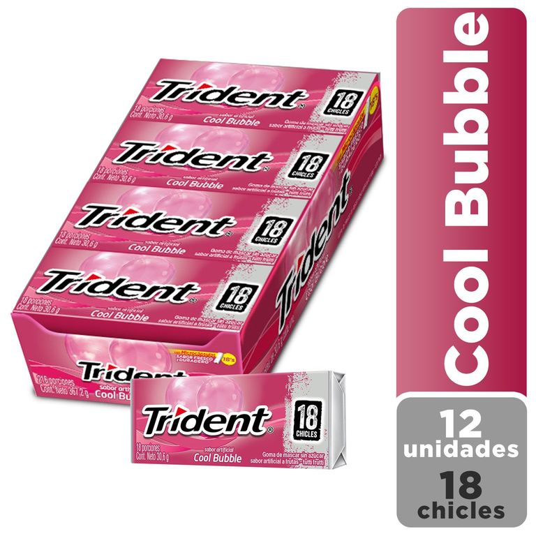 Chicle Trident Cool Bubble Display 12 Und