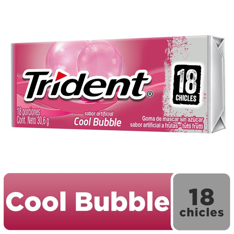 Chicle Trident Sin Azúcar Cool Bubble x 30 g