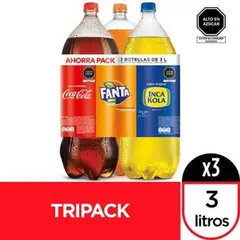 COCA COLA - Tripack Gaseosa + Inca Kola + Fanta 3 L