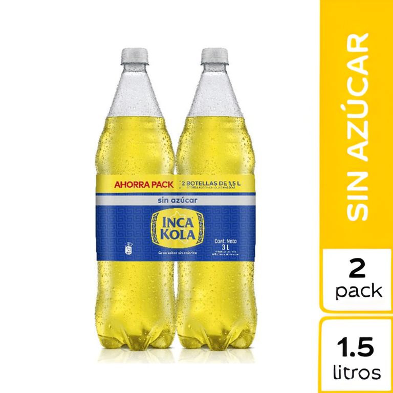 Gaseosa Inca Kola Zero Pack 2 Botellas 1.5 L