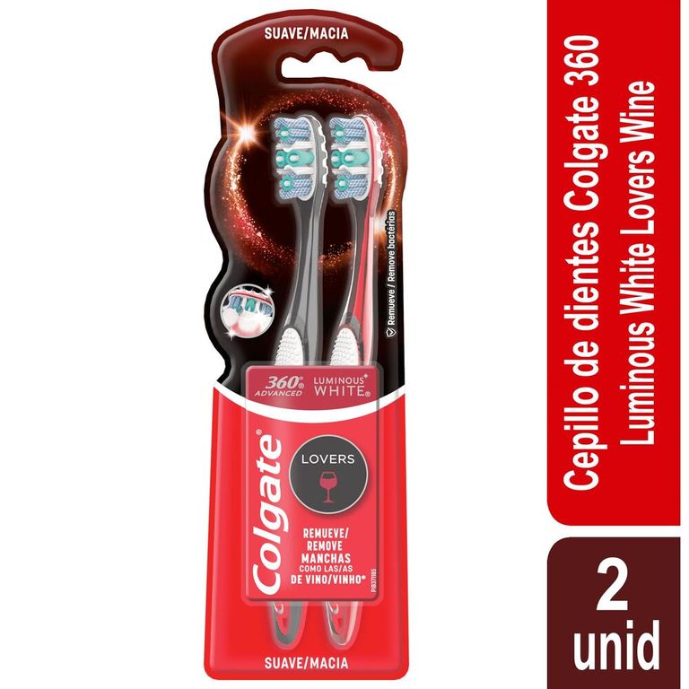 Cepillo Dental Colgate 360 Luminous White Lovers Wine Empaque 2 Und