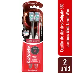 COLGATE - Cepillos Colgate 360 Luminous White Lovers Wine Pack 2 Und