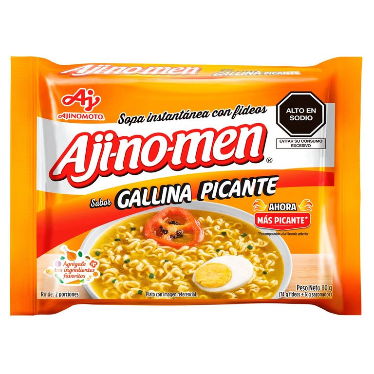 Sopa Instantánea Ajinomen Sabor Gallina Picante Empaque 80 g