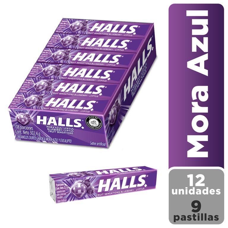 Caramelos Halls Mora Display 12 Und