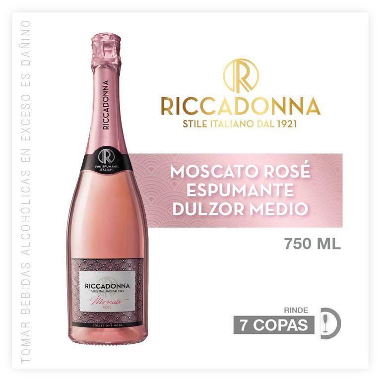 Espumante Riccadonna Moscato Rose Botella 750 mL