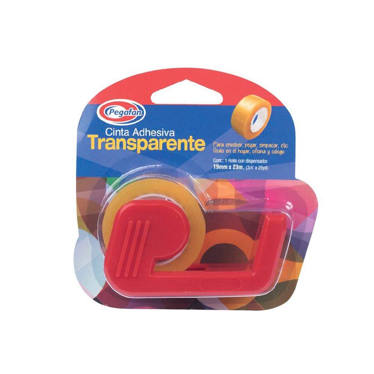 Cinta Adhesiva Pegafan Transparente Con Dispensador 3/4" x 25 Yd