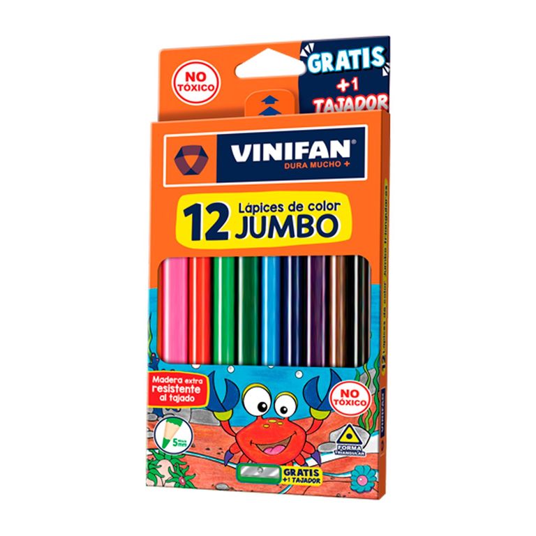 Colores Vinifan Triangular Jumbo Empaque 12 Und