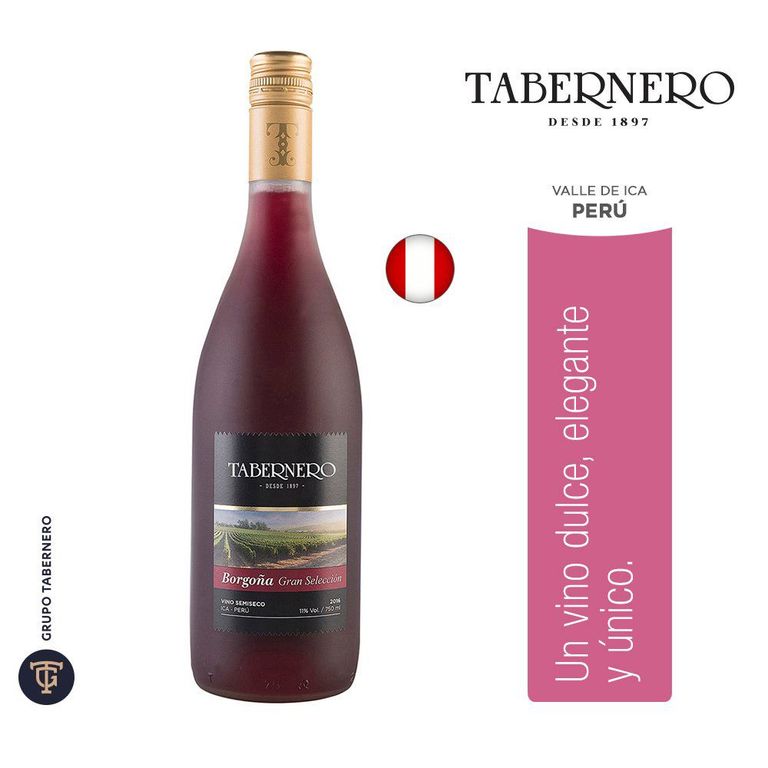Vino Tabernero Borgoña Gran Selección Perú Botella 750 mL
