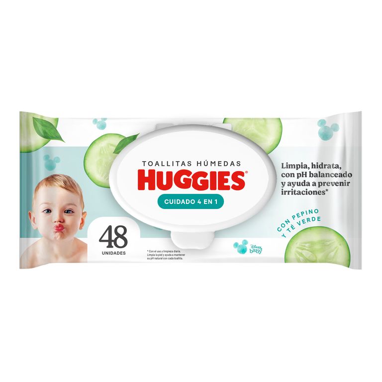 Toallitas Húmedas Huggies One&Done Pepino y Té Verde Empaque 48 Und